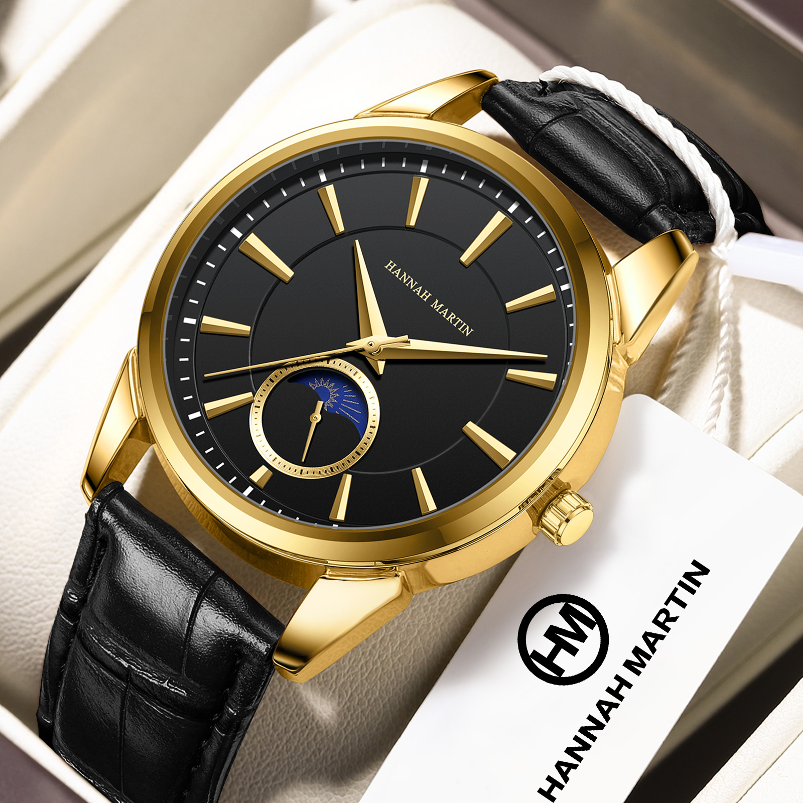 Luxury Watch Gold And Black - Hannah Martin Men Multi functional Watch