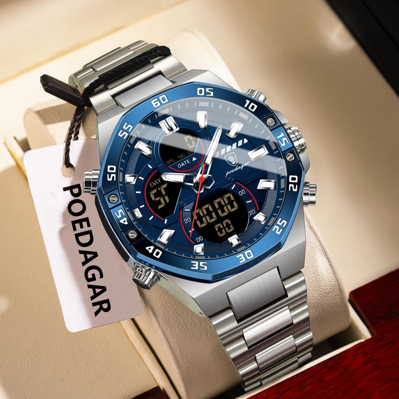 Minute Repeater Watch - POEDAGAR Top Men Clock LED Luminous