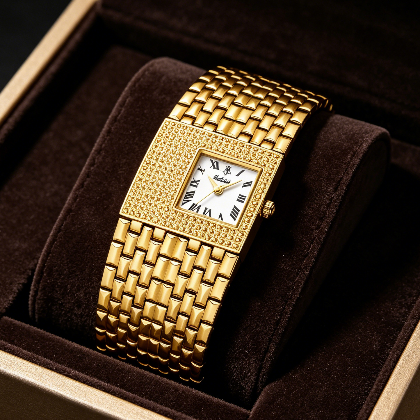Luxury Watch Gold And Black - YaLaLuSi Tonneau Square Full Rhinestone Women