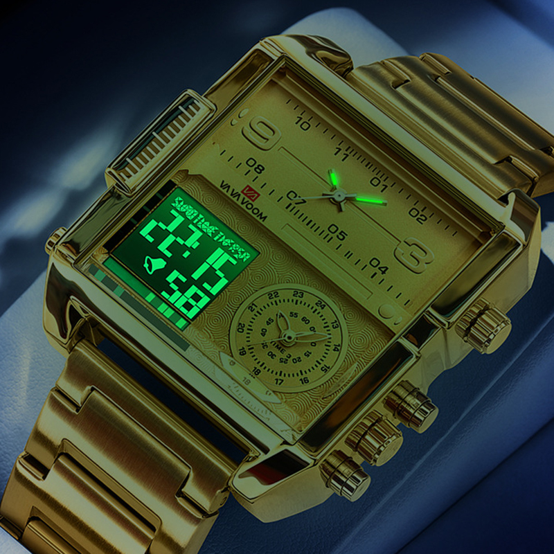 Dual Display Men Sports Watche - Luxury Watch Gold And Black recension och pris