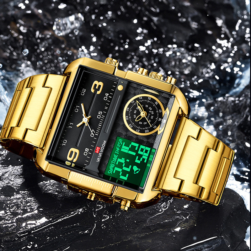 Dual Display Men Sports Watche - Luxury Watch Gold And Black recension och pris