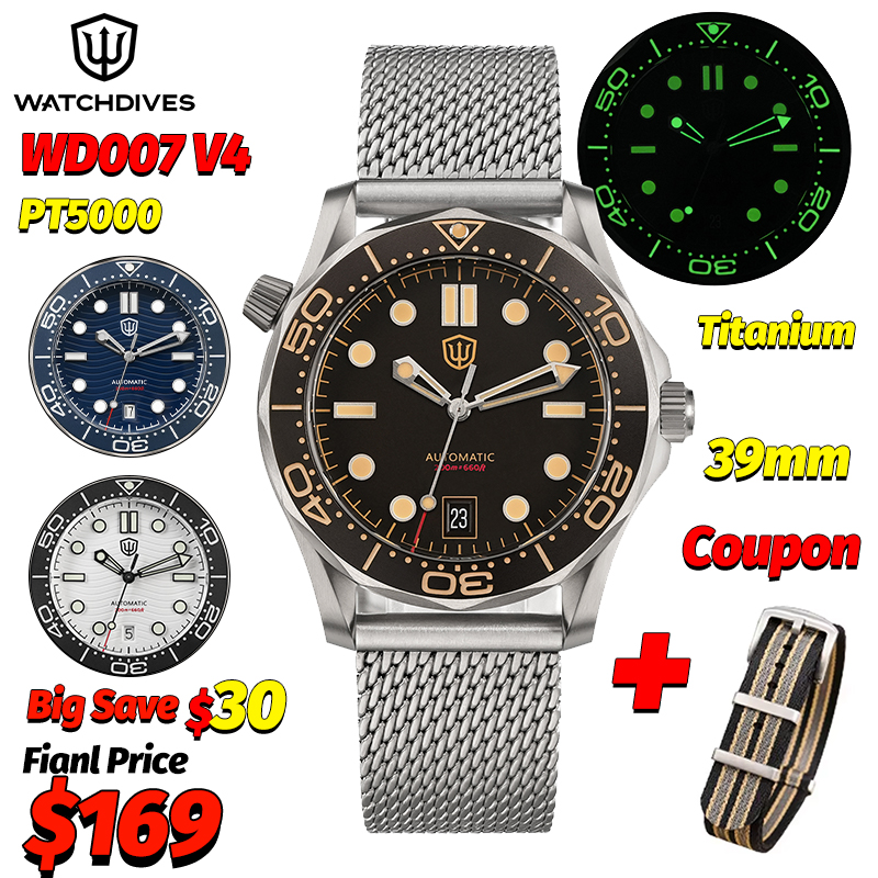 Watchdives Wd007 V4 39Mm NTTD  - Titanium Sport Watch recension och pris