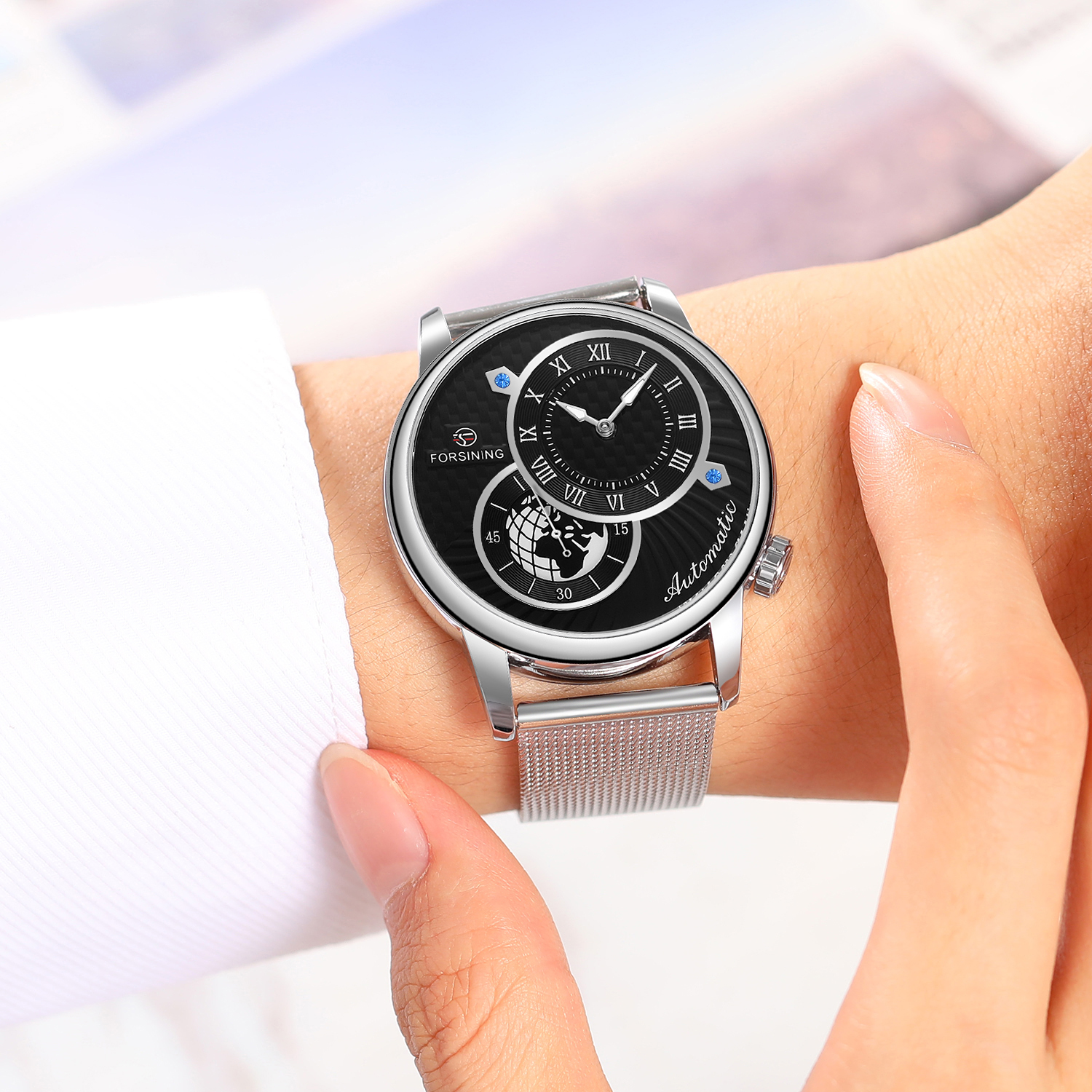 Forsining Earth Image Two Dial - Luxury Watch Image recension och pris