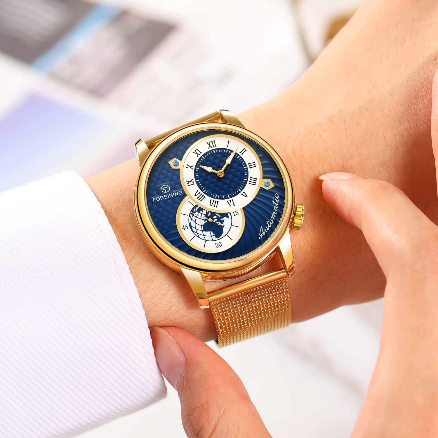 Forsining Earth Image Two Dial - Luxury Watch Image recension och pris