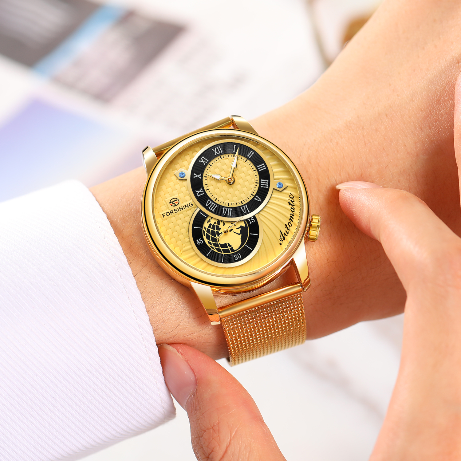Forsining Earth Image Two Dial - Luxury Watch Image recension och pris