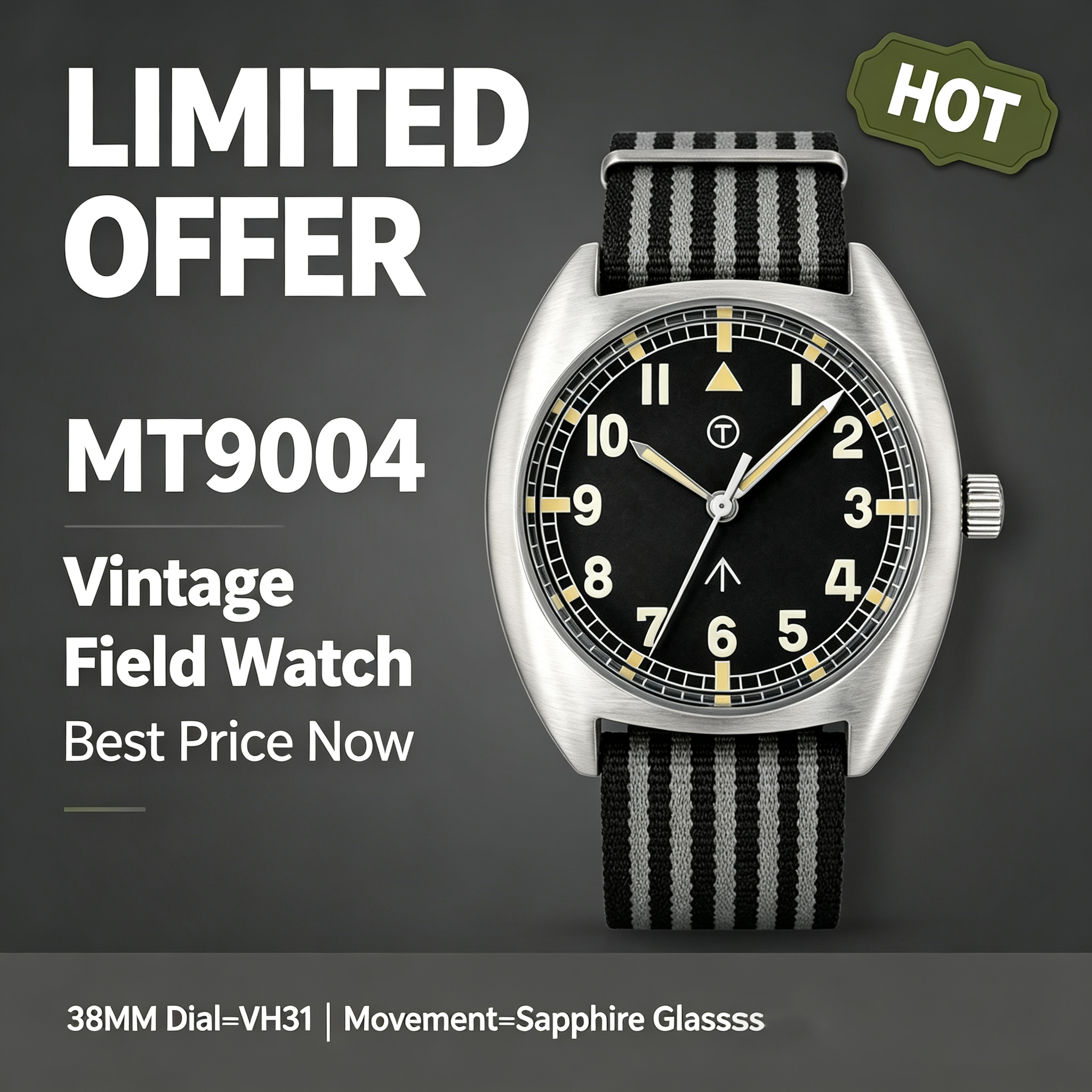 MILITREK MT9004 Vintage Milita - Field Watch Military recension och pris