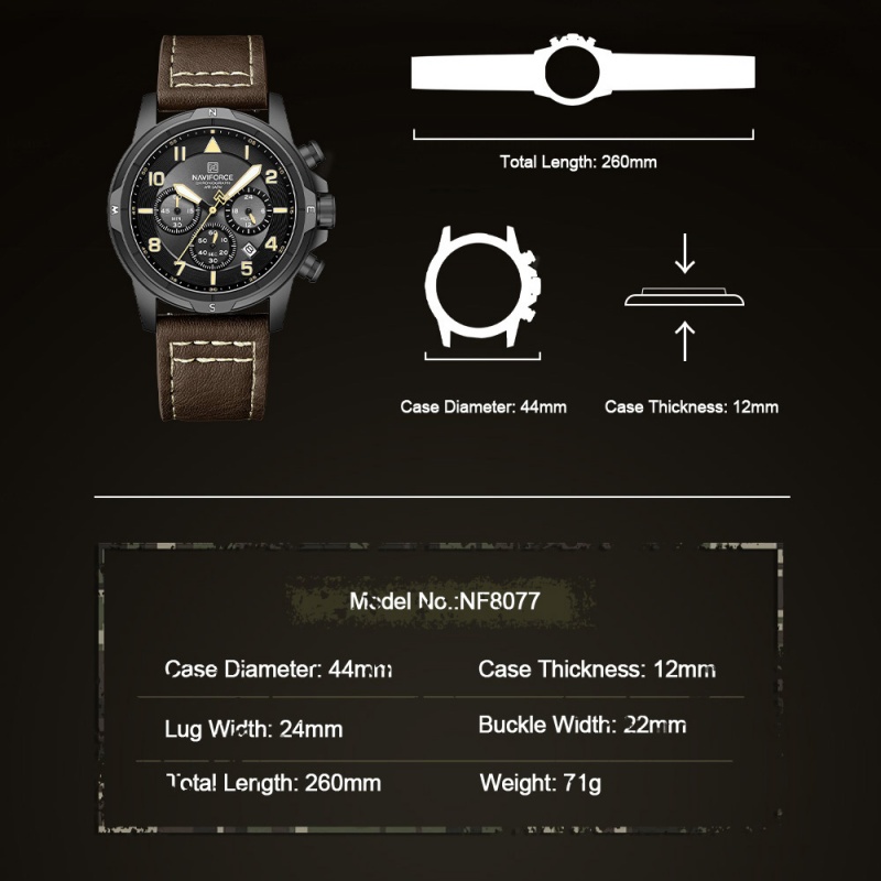 NAVIFORCE Man's Watch Quartz C - Field Watch Military recension och pris