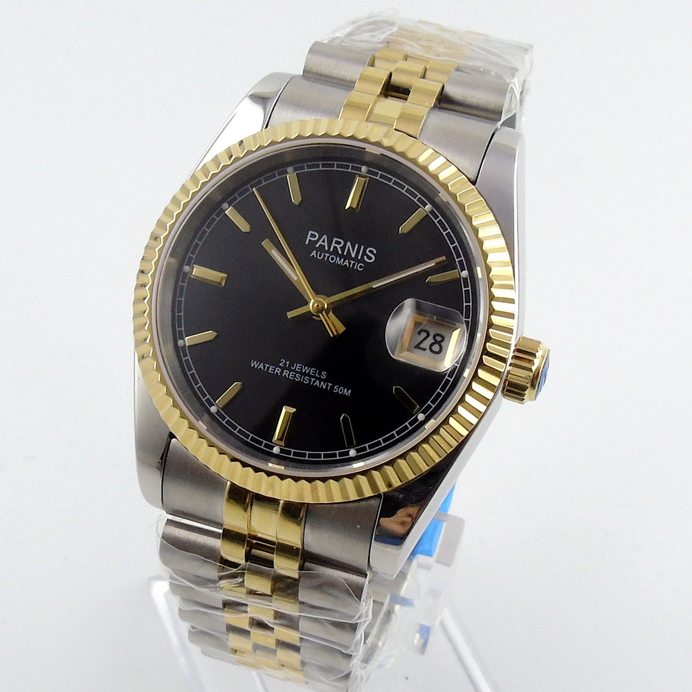 Parnis 36mm Mens Automatic Wat - Luxury Watch Gold And Black recension och pris