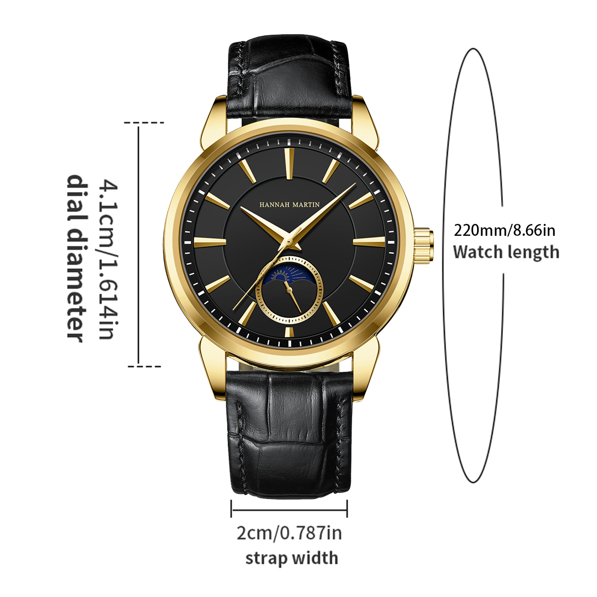 Hannah Martin Men Multi functi - Luxury Watch Gold And Black recension och pris