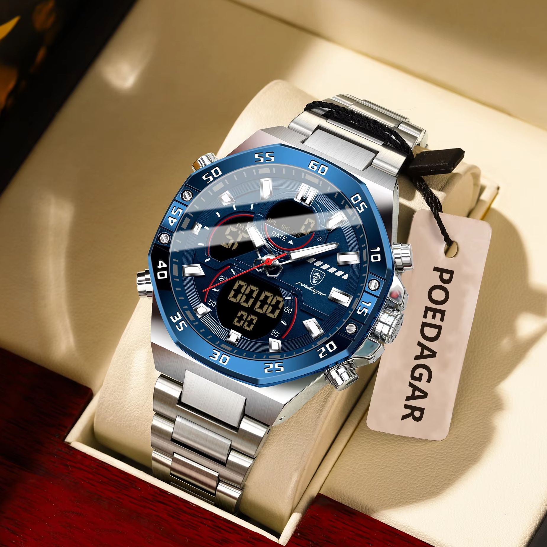 POEDAGAR Top Men Clock LED Lum - Minute Repeater Watch recension och pris