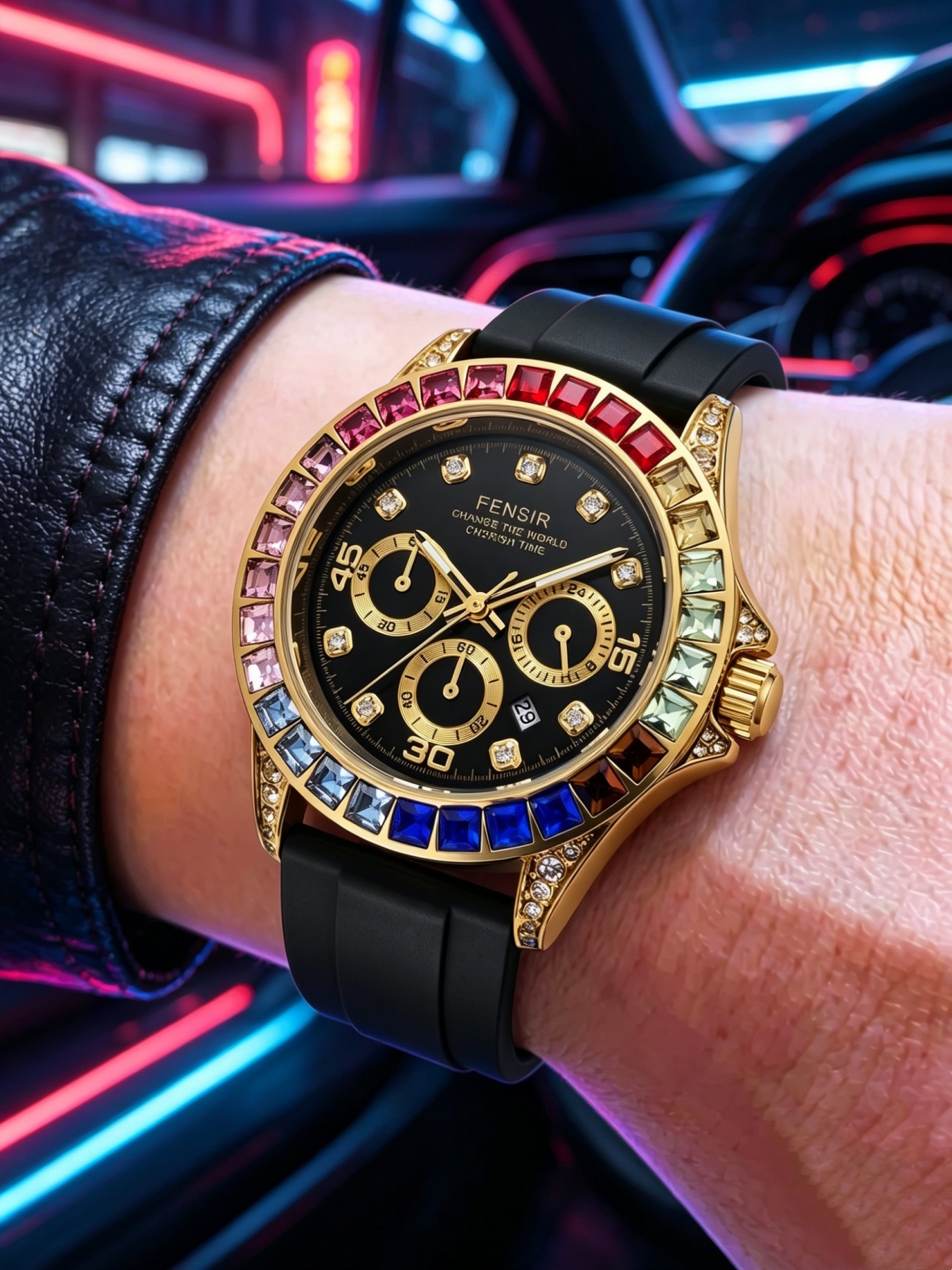 Rainbow Crystal Diamond Ring M - Luxury Watch Gold And Black recension och pris
