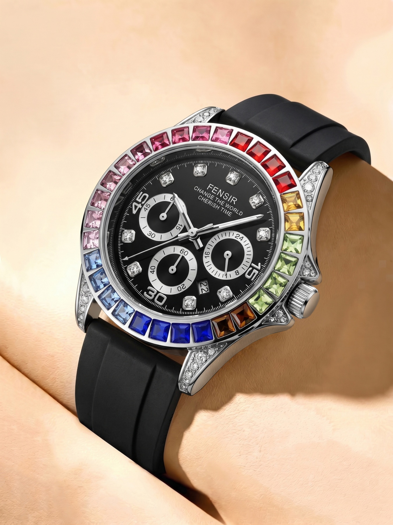 Rainbow Crystal Diamond Ring M - Luxury Watch Gold And Black recension och pris