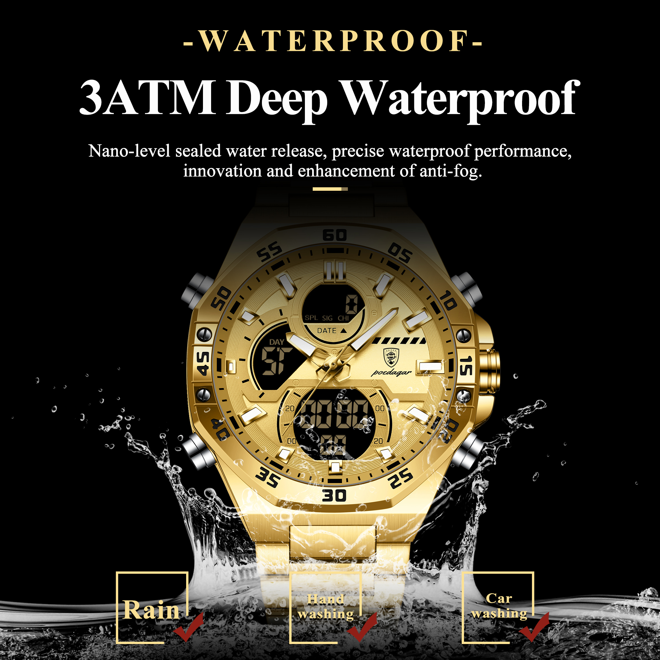 POEDAGAR Sports Quartz Men Wri - Minute Repeater Watch recension och pris