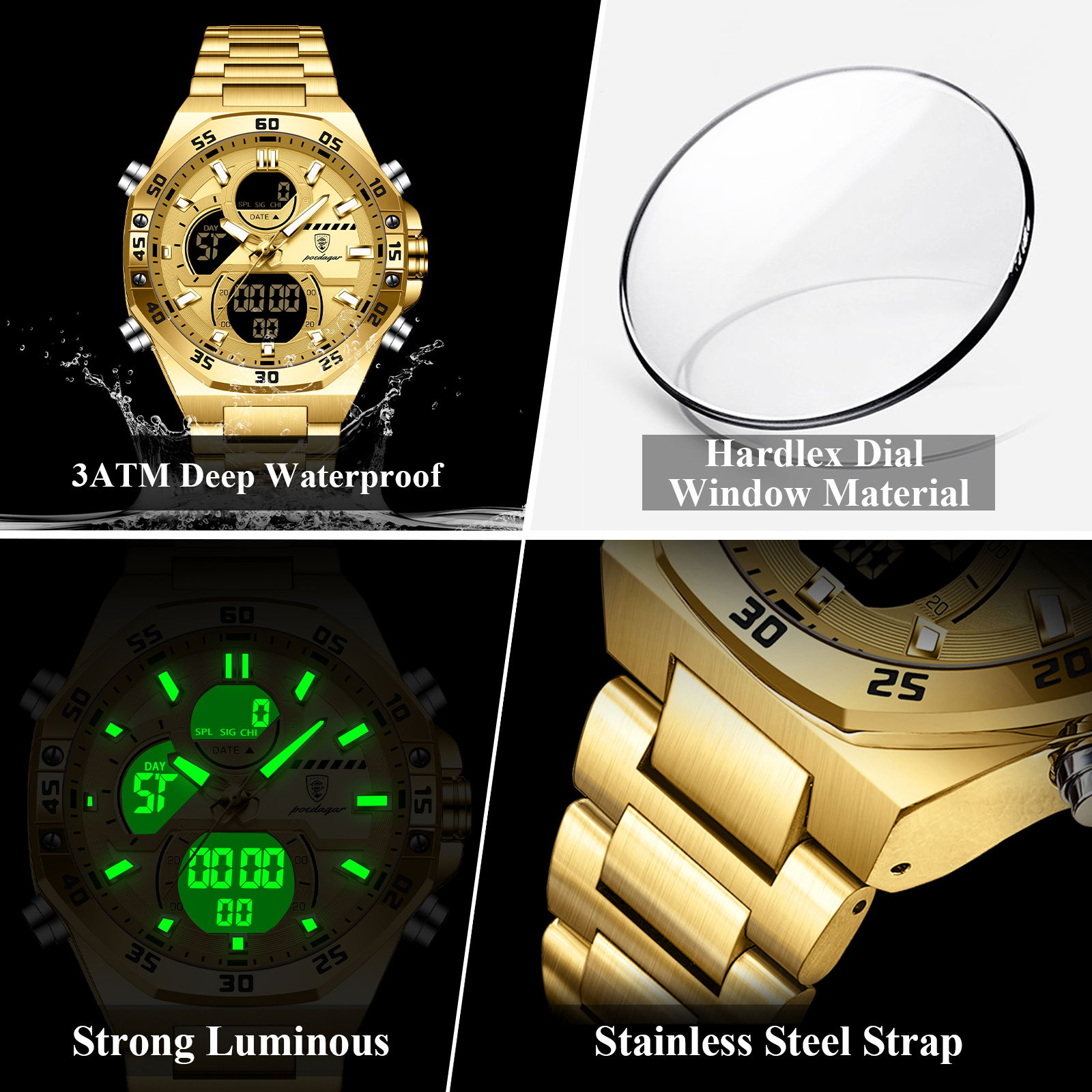 POEDAGAR Sports Quartz Men Wri - Minute Repeater Watch recension och pris