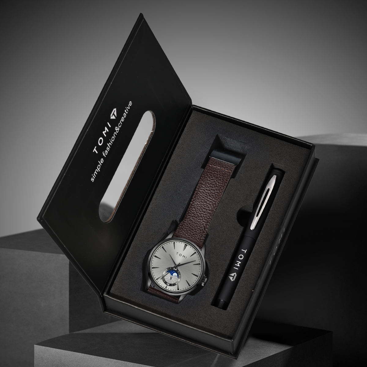 TOMI 2Pcs Men's Watch Gift Set - Luxury Watch Business recension och pris