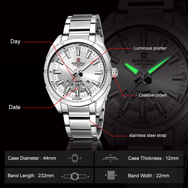 NAVIFORCE Brand Men Watches Fu - Field Watch Military recension och pris