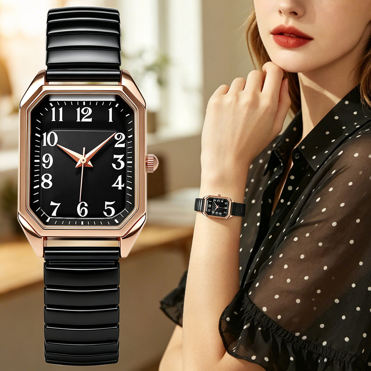 Women Octagonal Rectangle Quar - Lux Watch recension och pris