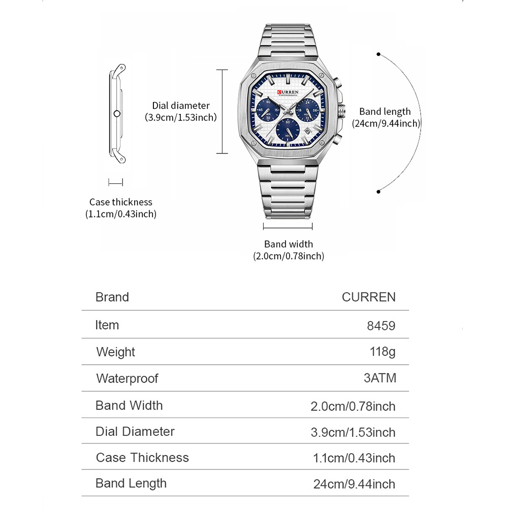 CURREN Luxury Square Chrono Wa - Luxury Watch For Men recension och pris