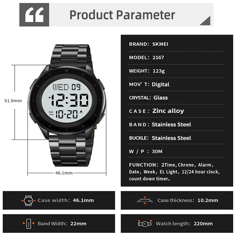 Skmei Dual Time Zone LED Digit - Minute Repeater Watch recension och pris