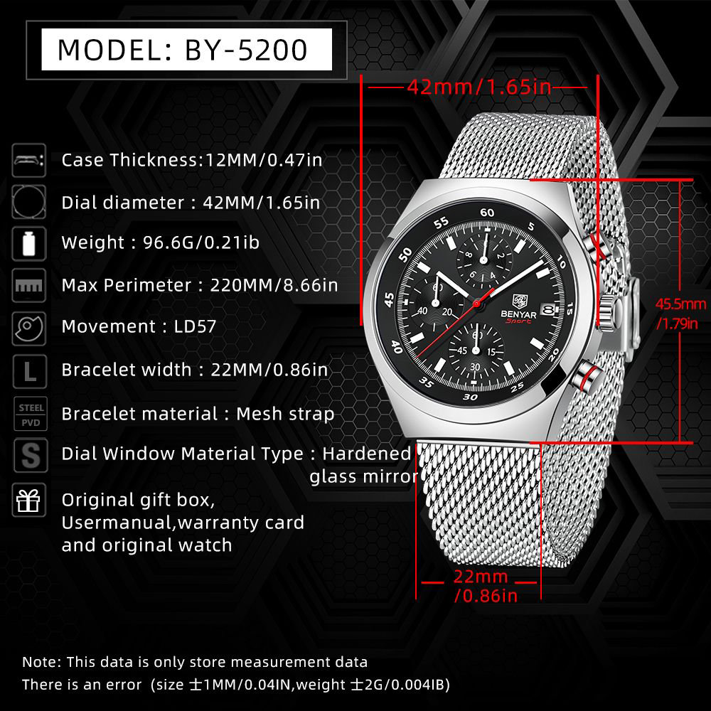 BENYAR Top Luxury Brand Men's  - Luxury Watch Business recension och pris