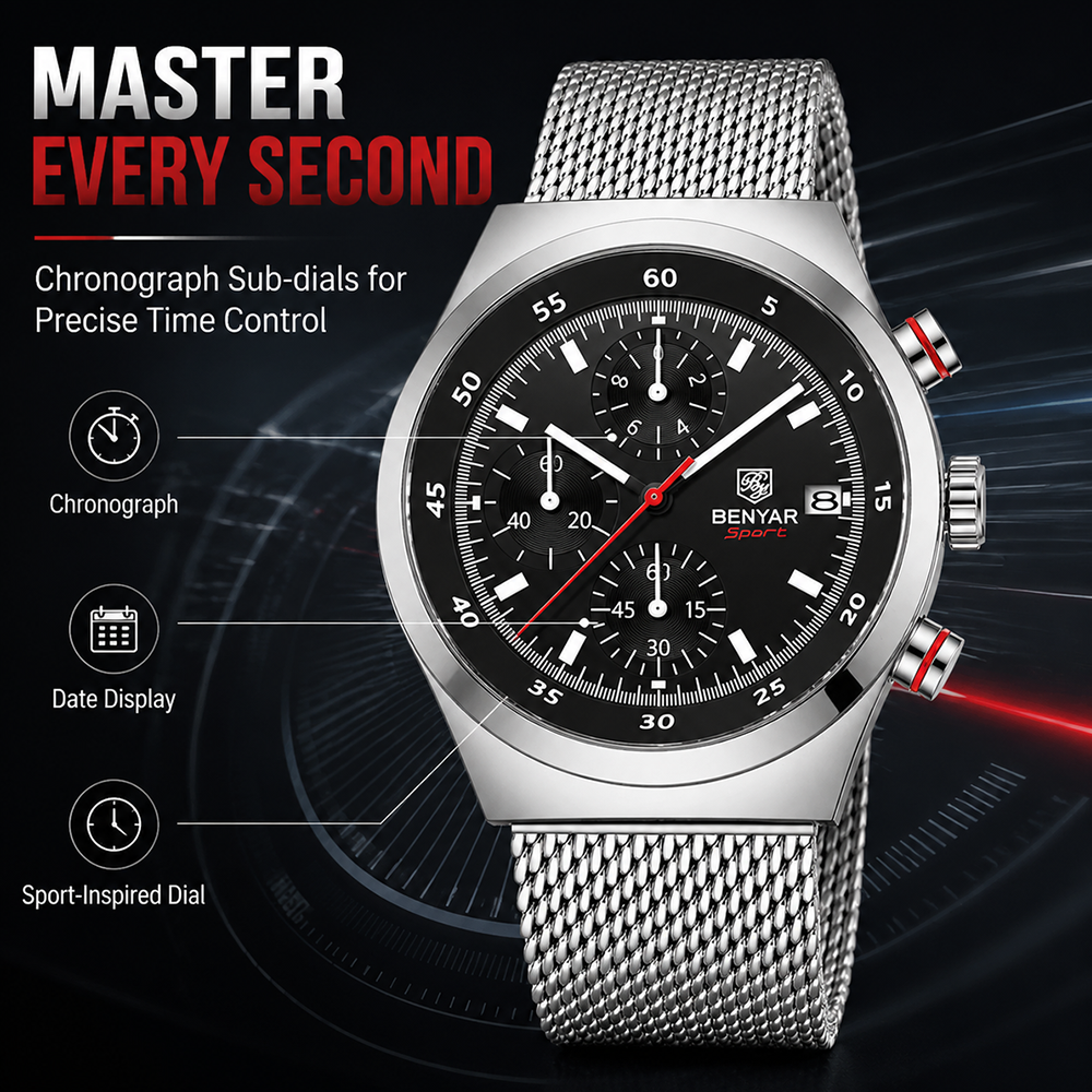 BENYAR Top Luxury Brand Men's  - Luxury Watch Business recension och pris